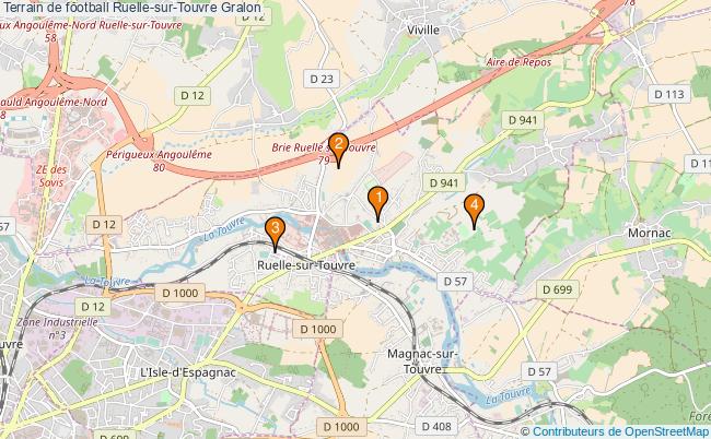 plan Terrain de football Ruelle-sur-Touvre : 4 équipements