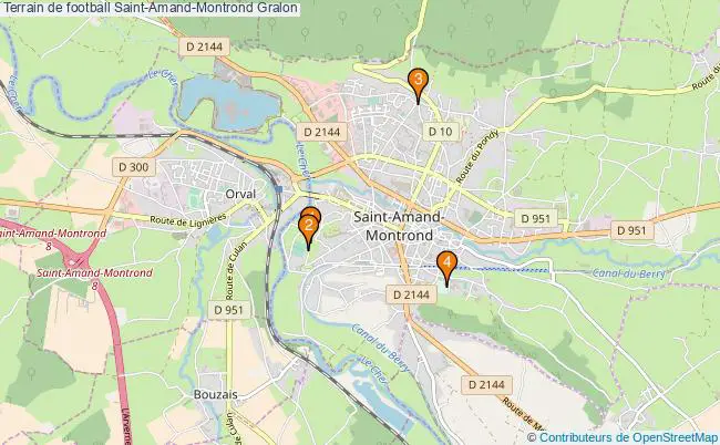 plan Terrain de football Saint-Amand-Montrond : 4 équipements