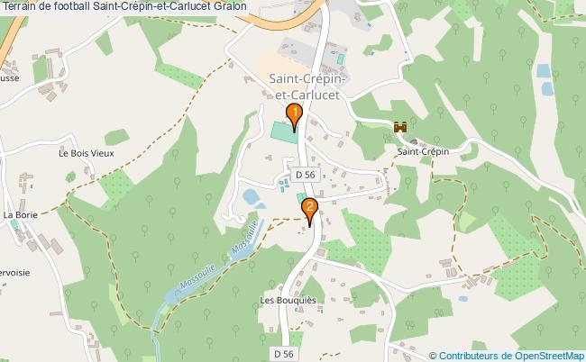 plan Terrain de football Saint-Crépin-et-Carlucet : 2 équipements