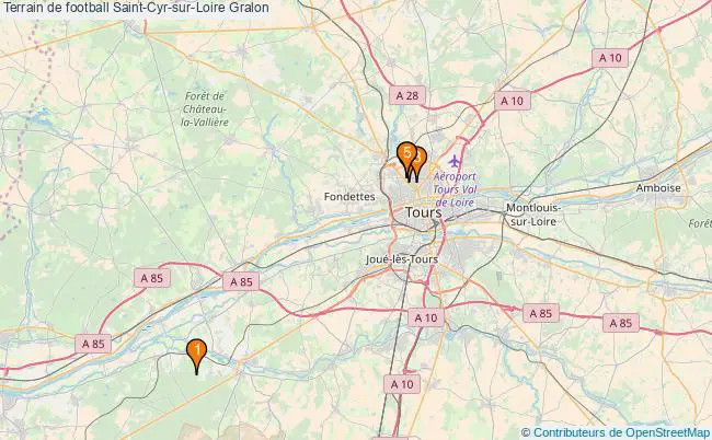 plan Terrain de football Saint-Cyr-sur-Loire : 5 équipements