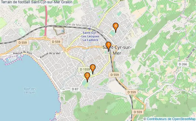 plan Terrain de football Saint-Cyr-sur-Mer : 4 équipements