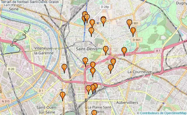 plan Terrain de football Saint-Denis : 23 équipements
