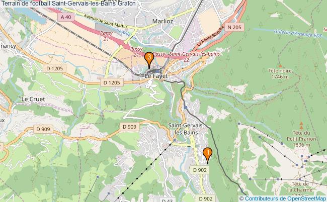 plan Terrain de football Saint-Gervais-les-Bains : 3 équipements