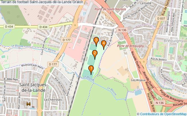 plan Terrain de football Saint-Jacques-de-la-Lande : 4 équipements