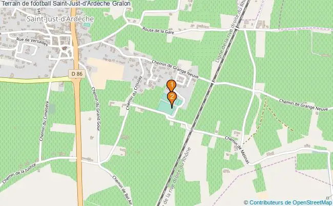 plan Terrain de football Saint-Just-d'Ardèche : 2 équipements