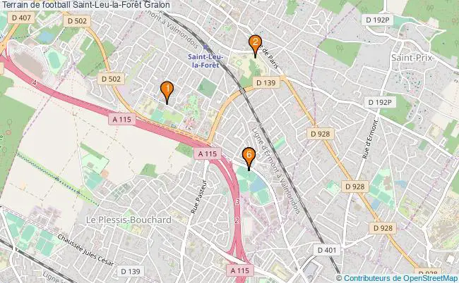 plan Terrain de football Saint-Leu-la-Forêt : 6 équipements