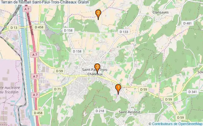 plan Terrain de football Saint-Paul-Trois-Châteaux : 3 équipements
