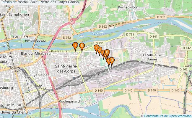 plan Terrain de football Saint-Pierre-des-Corps : 9 équipements