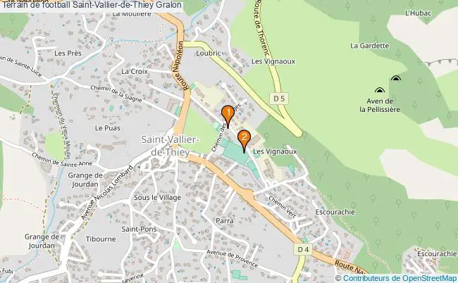 plan Terrain de football Saint-Vallier-de-Thiey : 2 équipements