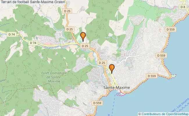 plan Terrain de football Sainte-Maxime : 2 équipements
