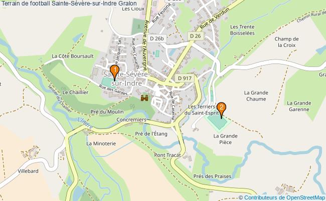 plan Terrain de football Sainte-Sévère-sur-Indre : 2 équipements