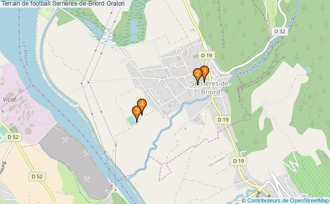 plan Terrain de football Serrières-de-Briord : 4 équipements