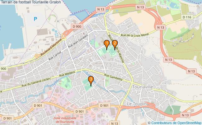 plan Terrain de football Tourlaville : 3 équipements