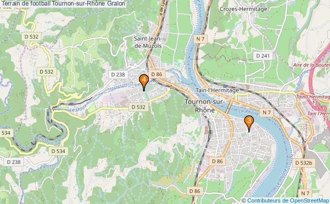 plan Terrain de football Tournon-sur-Rhône : 4 équipements