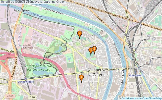plan Terrain de football Villeneuve-la-Garenne : 7 équipements