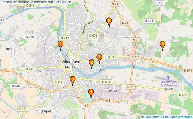 plan Terrain de football Villeneuve-sur-Lot : 8 équipements
