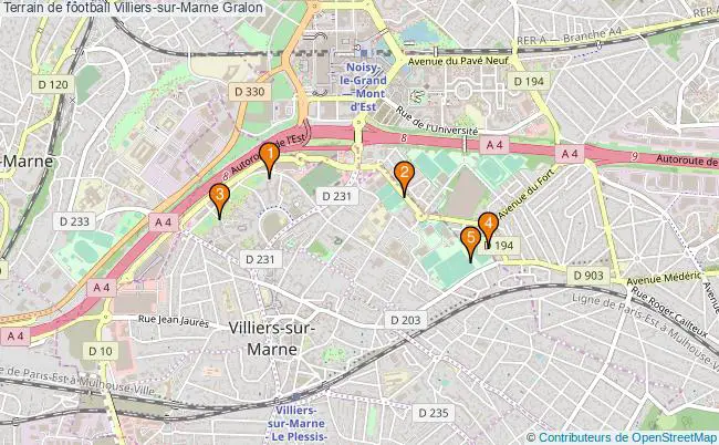 plan Terrain de football Villiers-sur-Marne : 5 équipements