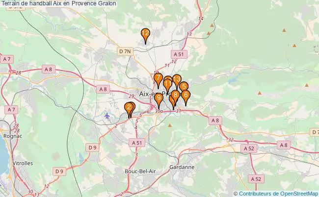 plan Terrain de handball Aix en Provence : 12 équipements