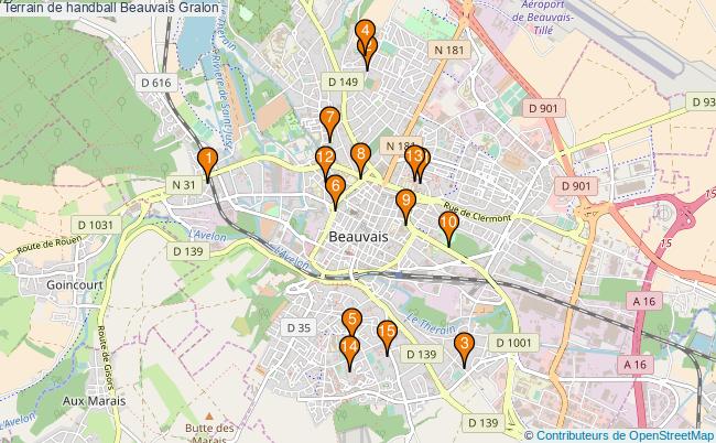 plan Terrain de handball Beauvais : 15 équipements