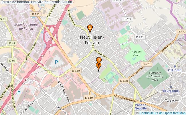 plan Terrain de handball Neuville-en-Ferrain : 3 équipements