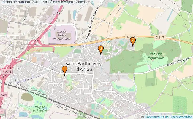 plan Terrain de handball Saint-Barthélemy-d'Anjou : 3 équipements