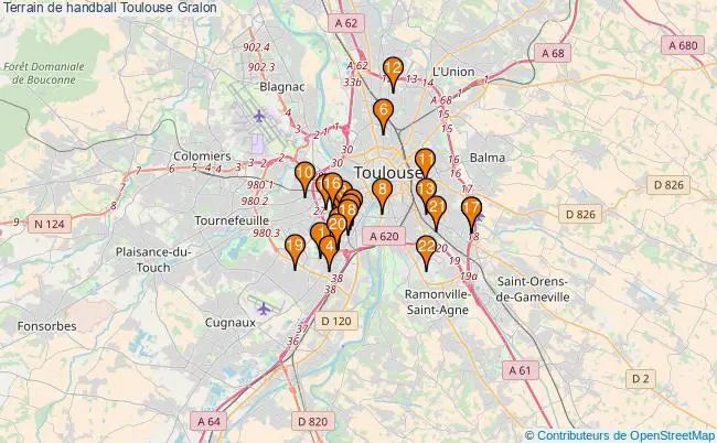 plan Terrain de handball Toulouse : 22 équipements
