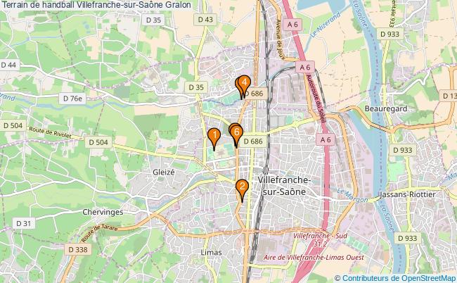plan Terrain de handball Villefranche-sur-Saône : 6 équipements