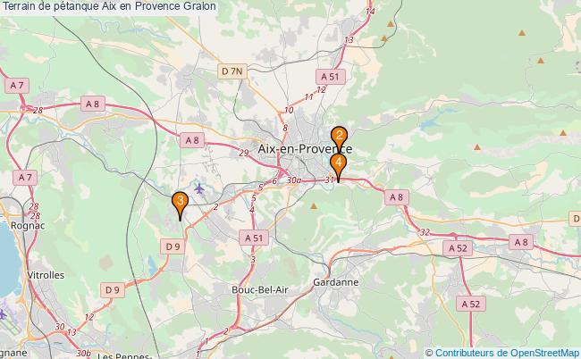 plan Terrain de pétanque Aix en Provence : 3 équipements