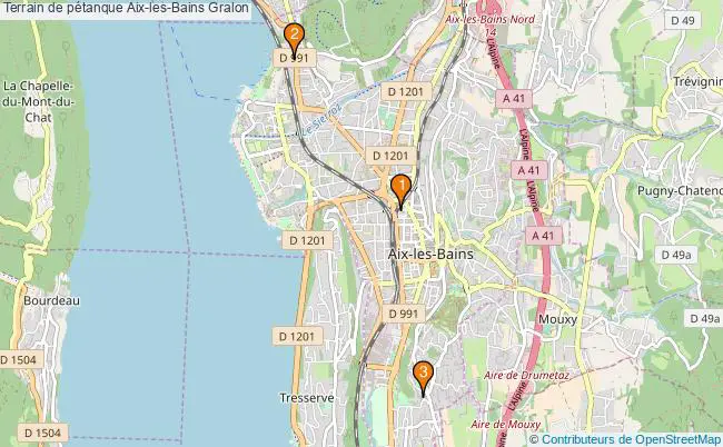plan Terrain de pétanque Aix-les-Bains : 3 équipements