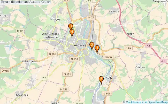 plan Terrain de pétanque Auxerre : 5 équipements