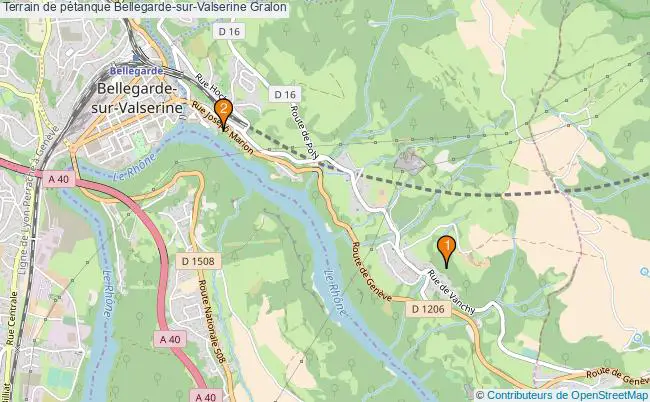 plan Terrain de pétanque Bellegarde-sur-Valserine : 2 équipements