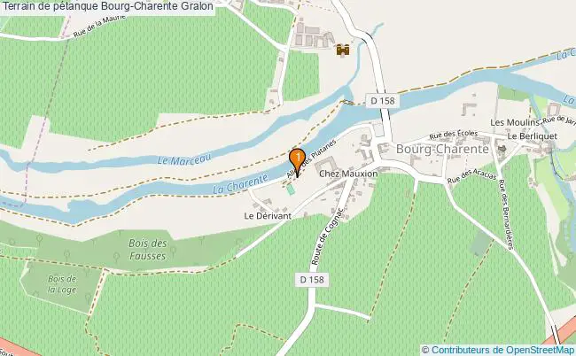 plan Terrain de pétanque Bourg-Charente : 1 équipements