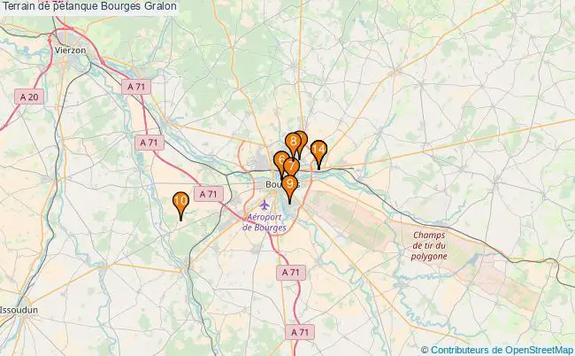 plan Terrain de pétanque Bourges : 14 équipements