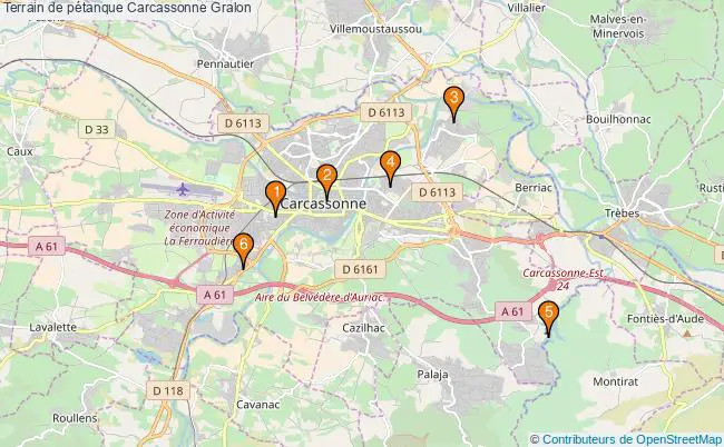 plan Terrain de pétanque Carcassonne : 6 équipements