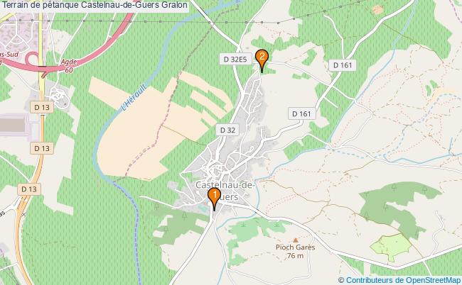 plan Terrain de pétanque Castelnau-de-Guers : 2 équipements