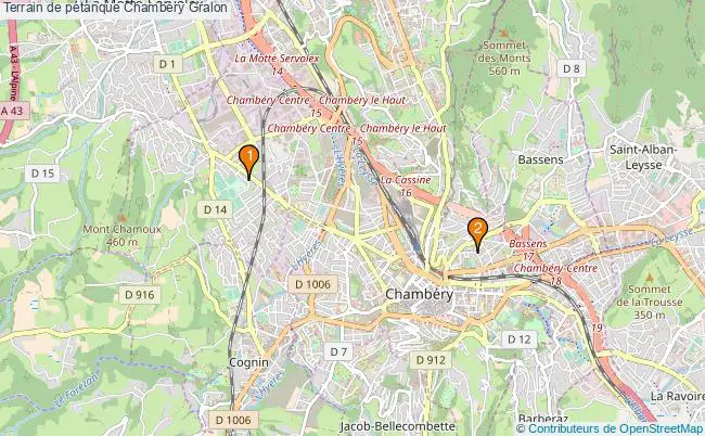 plan Terrain de pétanque Chambéry : 2 équipements