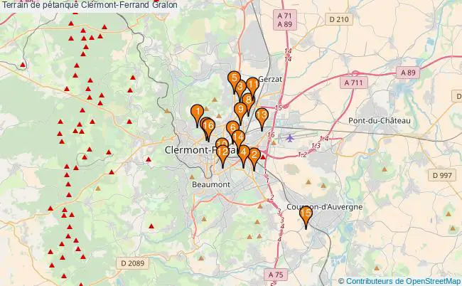plan Terrain de pétanque Clermont-Ferrand : 16 équipements
