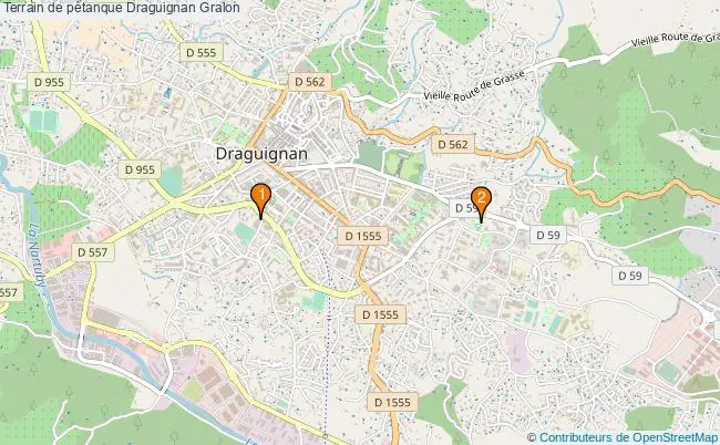 plan Terrain de pétanque Draguignan : 2 équipements