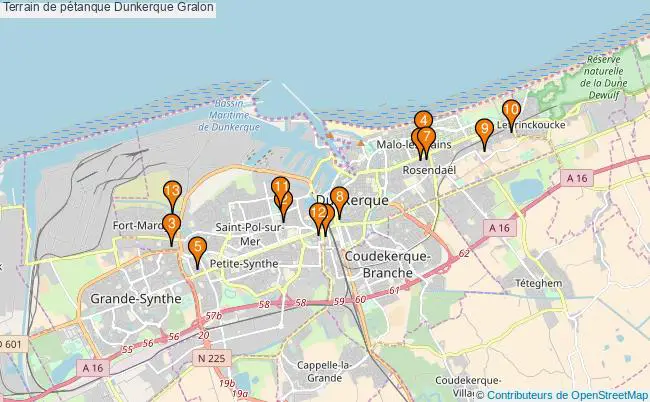 plan Terrain de pétanque Dunkerque : 13 équipements