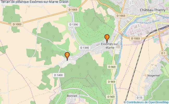 plan Terrain de pétanque Essômes-sur-Marne : 2 équipements