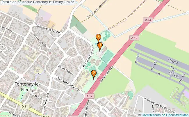 plan Terrain de pétanque Fontenay-le-Fleury : 3 équipements