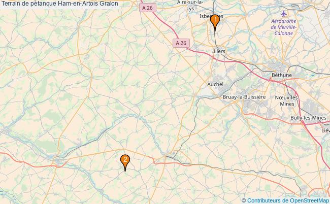 plan Terrain de pétanque Ham-en-Artois : 2 équipements