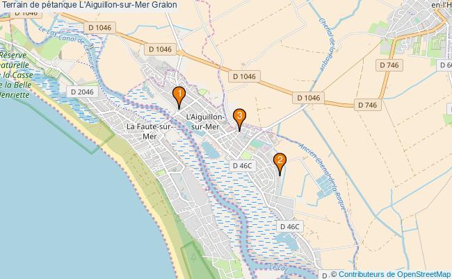plan Terrain de pétanque L'Aiguillon-sur-Mer : 3 équipements