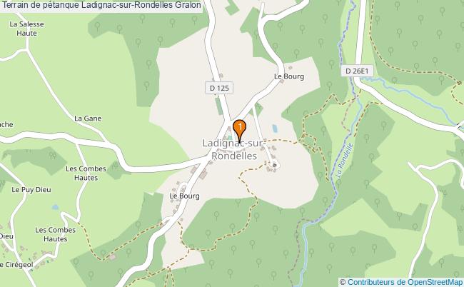 plan Terrain de pétanque Ladignac-sur-Rondelles : 1 équipements