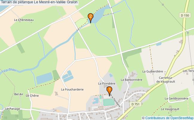 plan Terrain de pétanque Le Mesnil-en-Vallée : 2 équipements