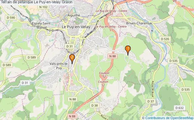 plan Terrain de pétanque Le Puy-en-Velay : 2 équipements