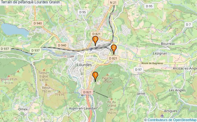 plan Terrain de pétanque Lourdes : 3 équipements