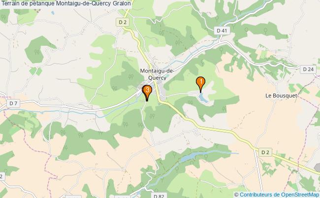 plan Terrain de pétanque Montaigu-de-Quercy : 3 équipements