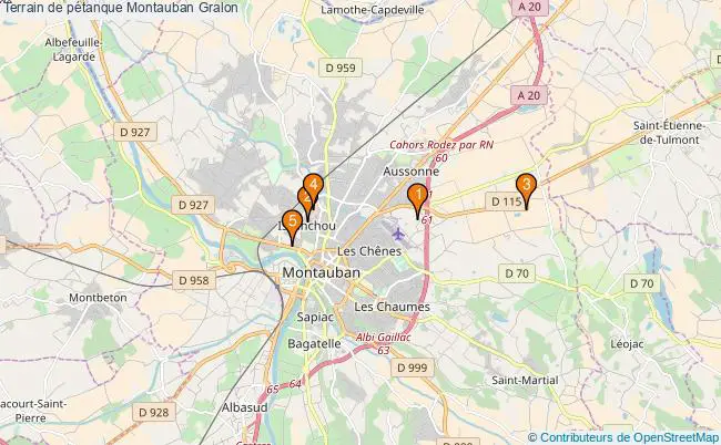 plan Terrain de pétanque Montauban : 5 équipements