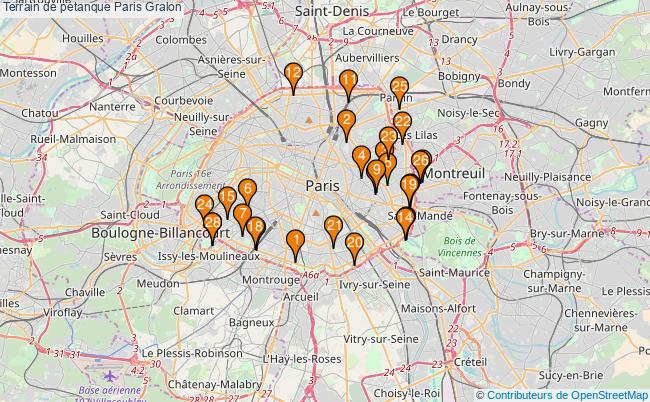plan Terrain de pétanque Paris : 28 équipements